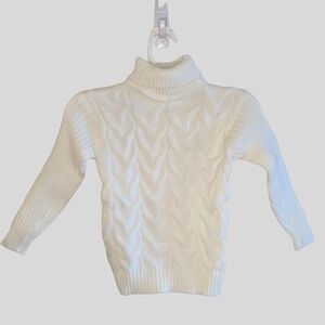 Knit Turtleneck Sweater Toddler Unisex Size 4T White Soft Pullover